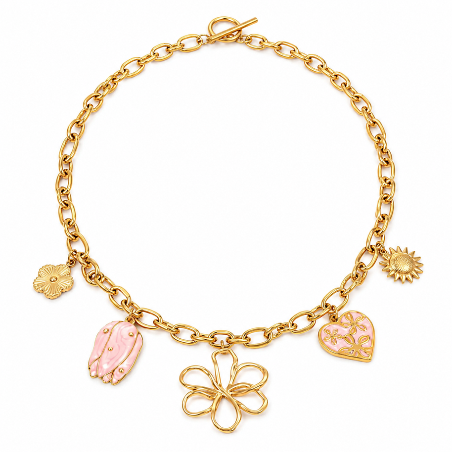 Golden Bloom Charm Necklace
