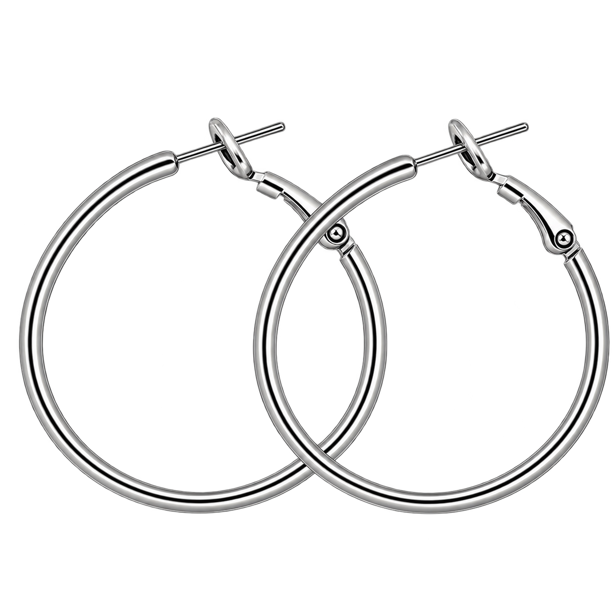 Silver Hoop Earrings (1 charm, 2 set)