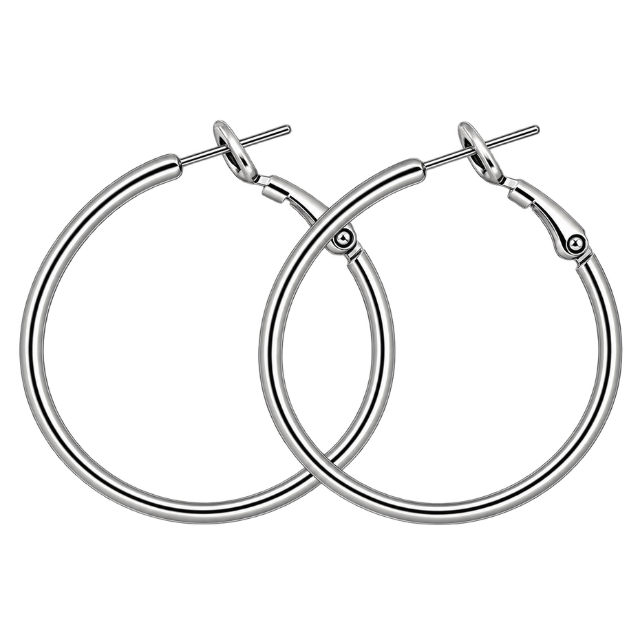Silver Hoop Earrings (1 charm, 2 set)