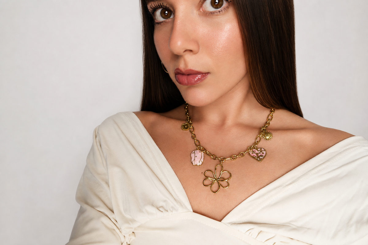 Golden Bloom Charm Necklace