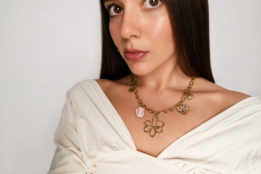 Golden Bloom Charm Necklace