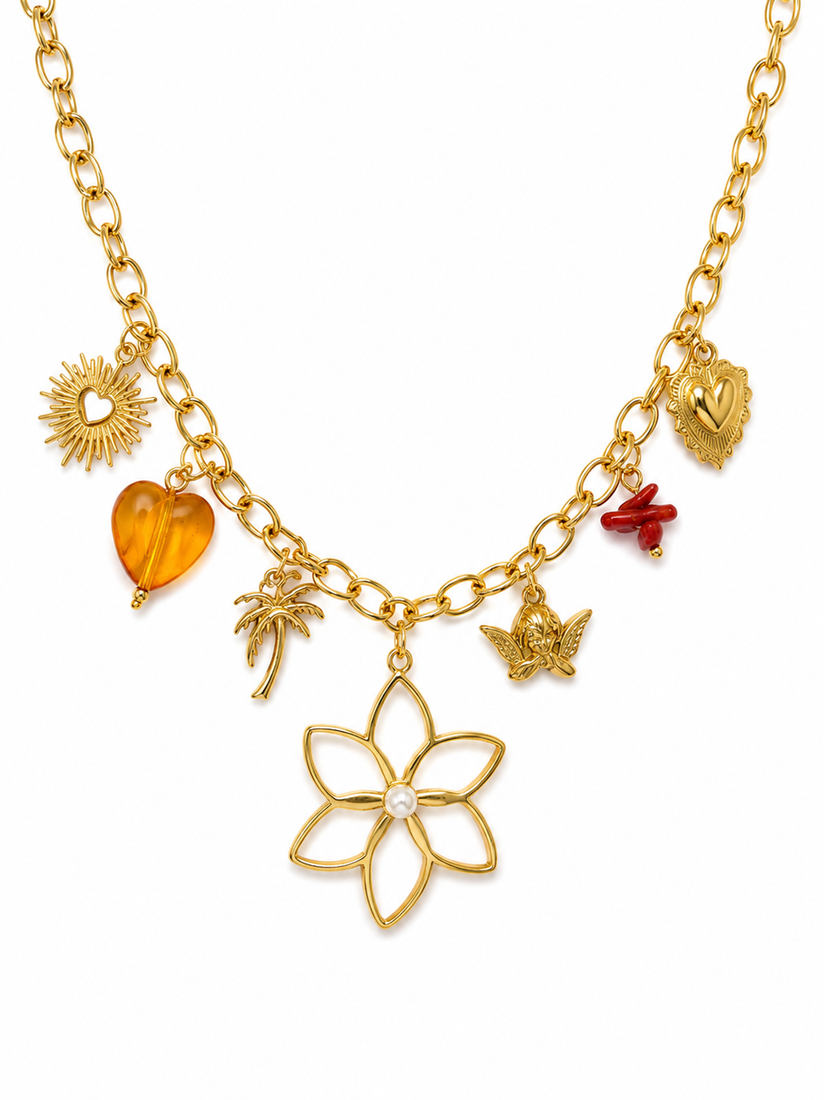 Golden Paradise Charm Necklace