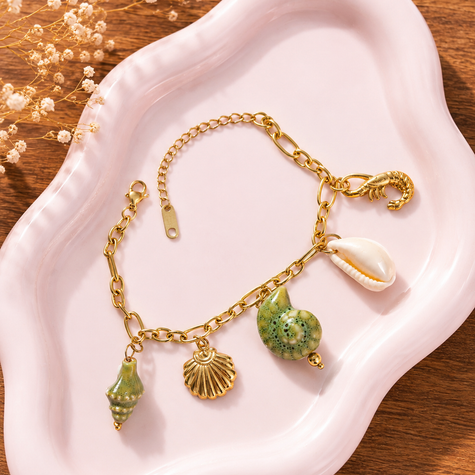 The Coastal Keepsake Charm Bracelet (Olive)