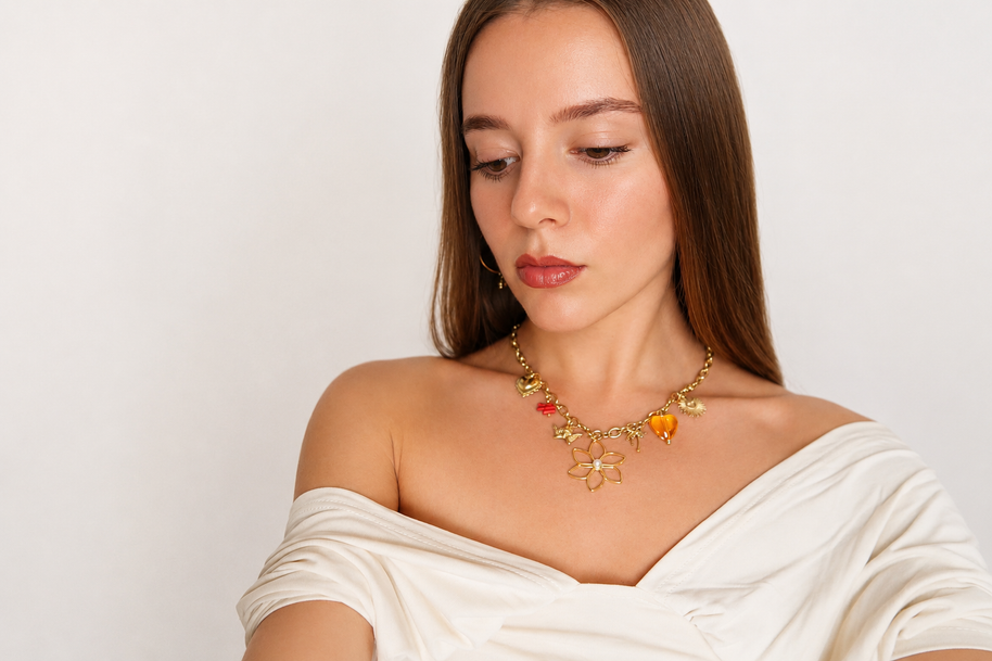 Golden Paradise Charm Necklace