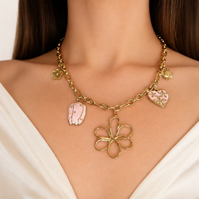 Golden Bloom Charm Necklace