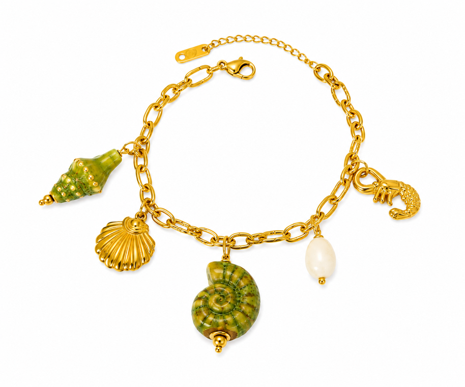 The Coastal Keepsake Charm Bracelet (Olive)