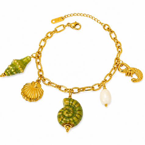 The Coastal Keepsake Charm Bracelet (Olive)