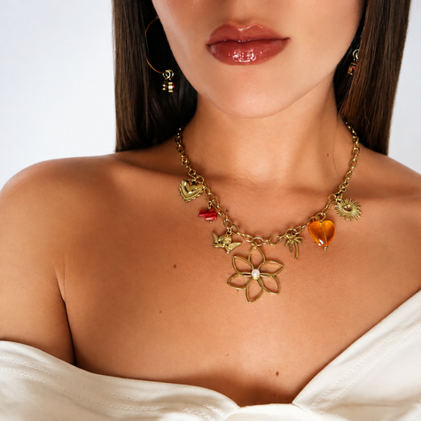 Golden Paradise Charm Necklace