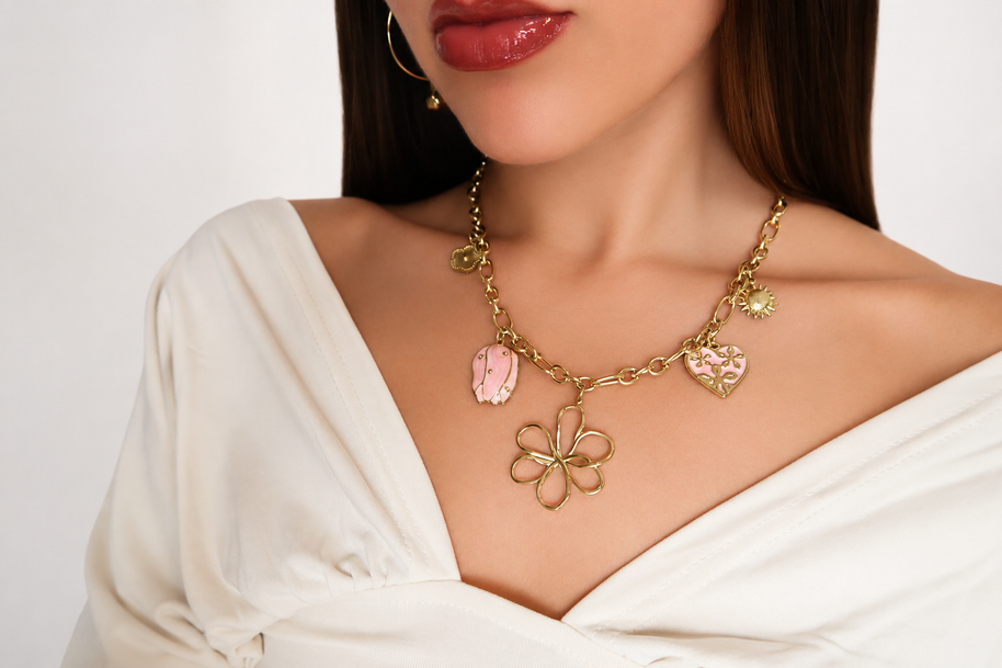 Golden Bloom Charm Necklace