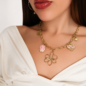 Golden Bloom Charm Necklace