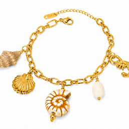 The Coastal Keepsake Charm Bracelet (Sandstone Shell)
