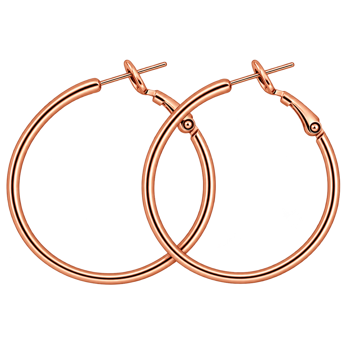 Rose Gold Hoop Earrings (1 charm, 2 set)