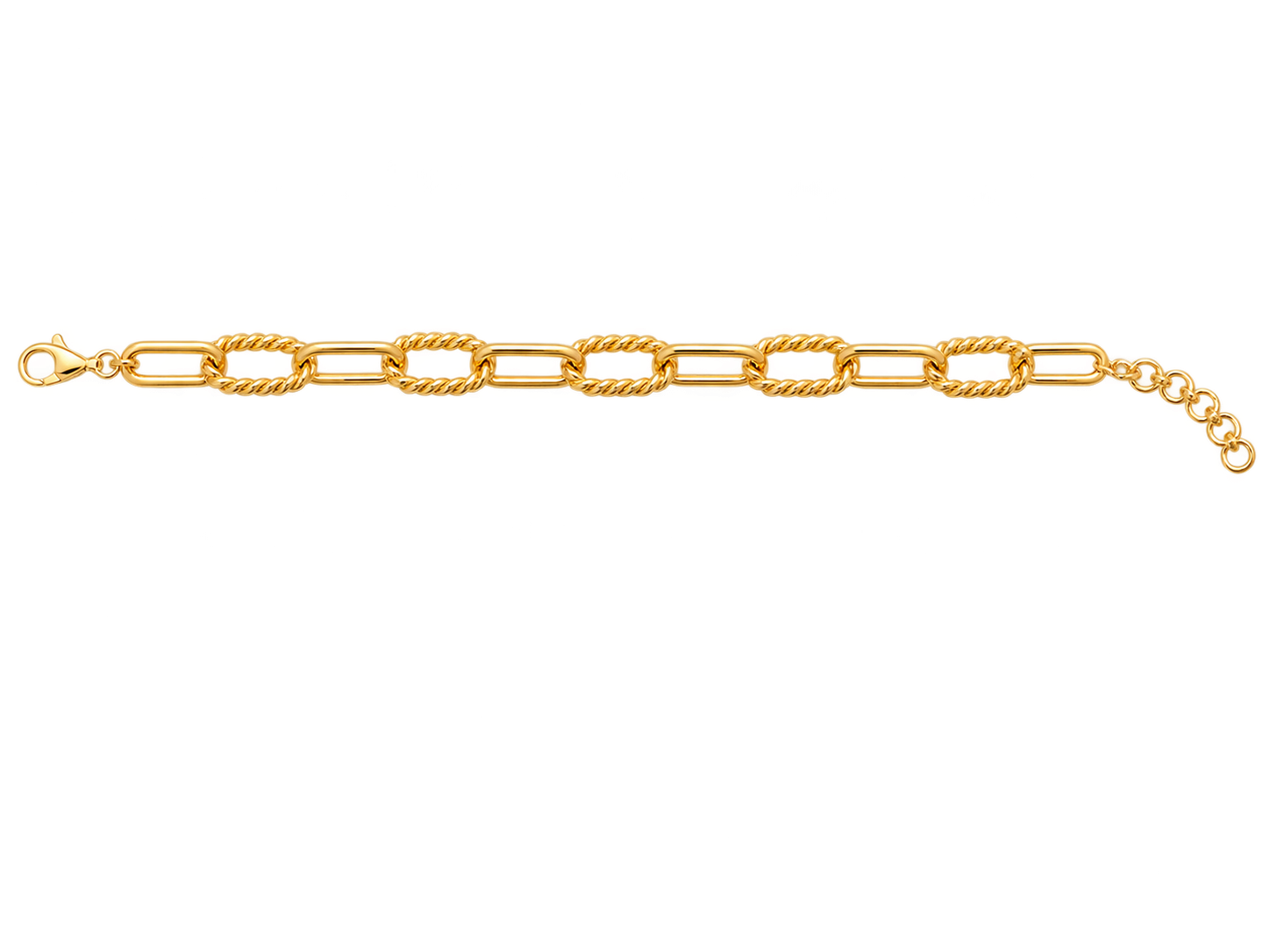 Twisted Rope Link Charm Bracelet 3 Charm