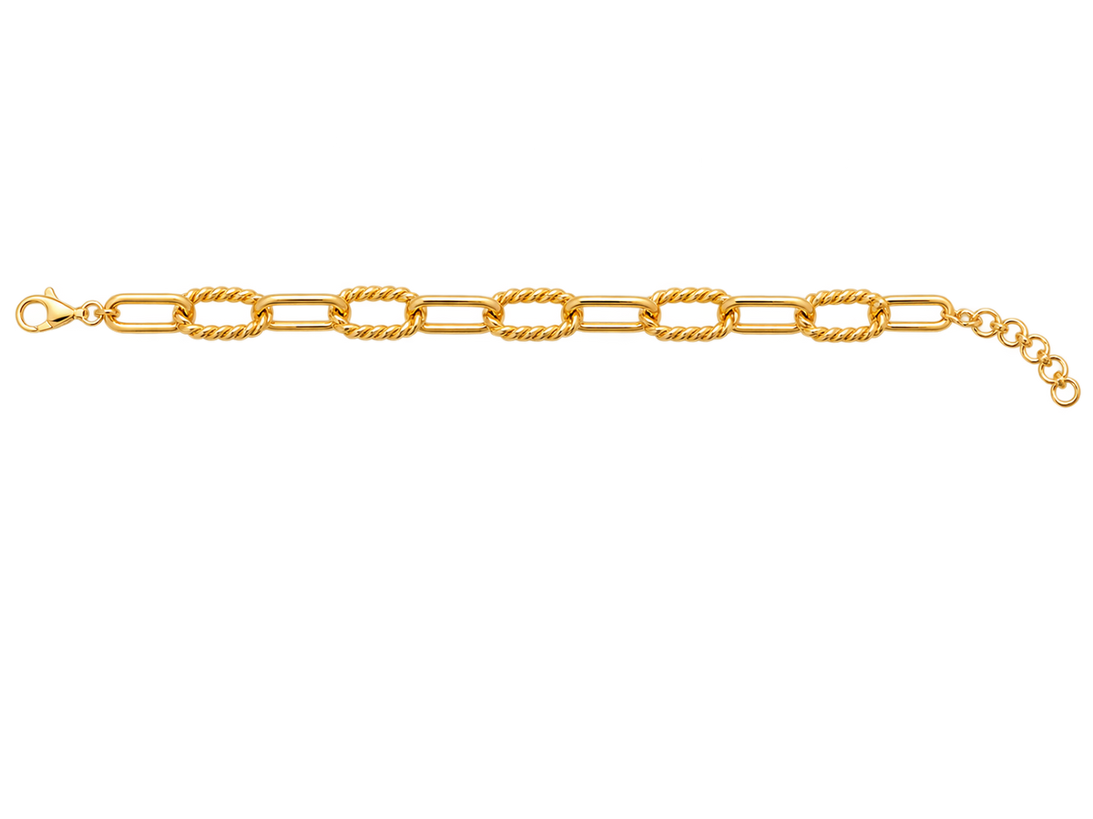 Twisted Rope Link Charm Bracelet 3 Charm