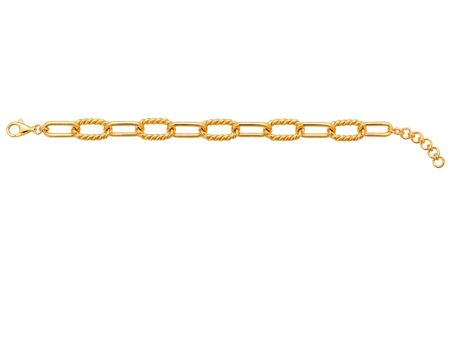 Twisted Rope Link Charm Bracelet 3 Charm