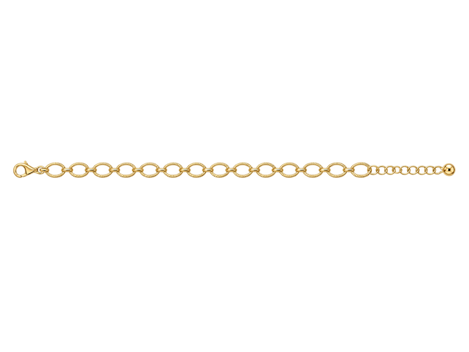 Textured Oval Link Charm Bracelet 3 charm