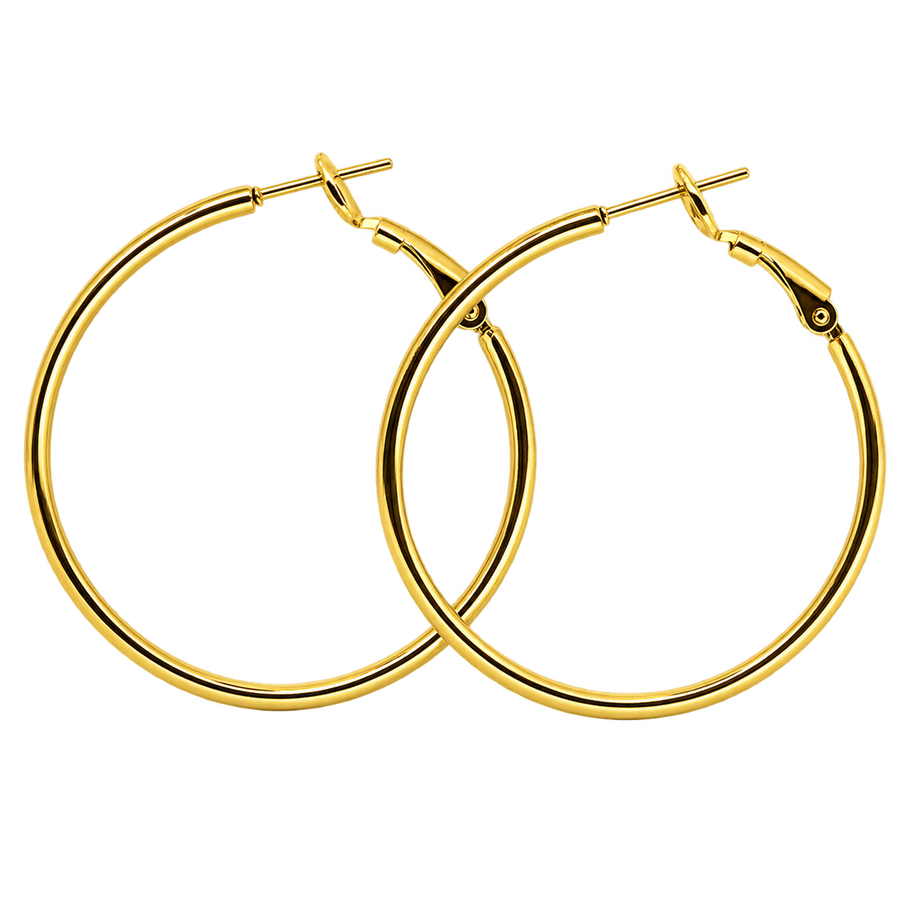 Gold Hoop Earrings (1 charm, 2 set)