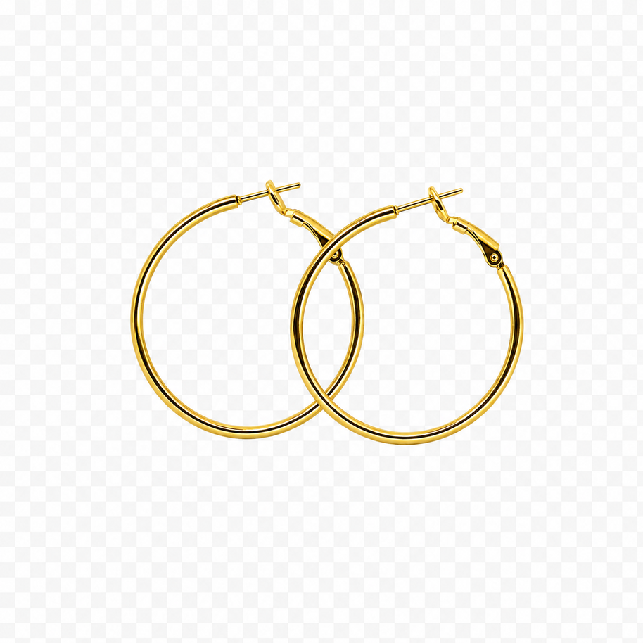 Gold Hoop Earrings (1 charm, 2 set)