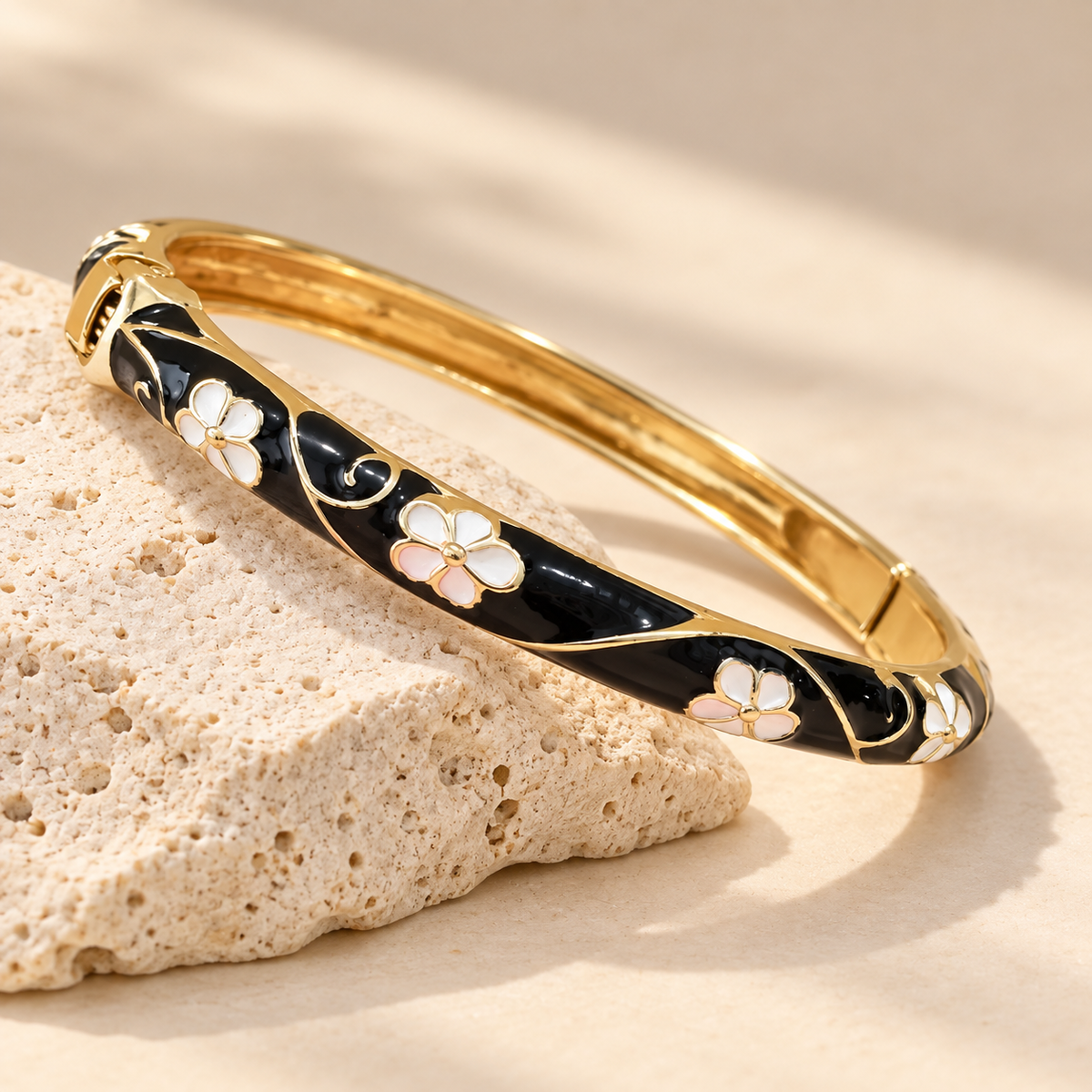 Midnight Blossom Enamel Bangle