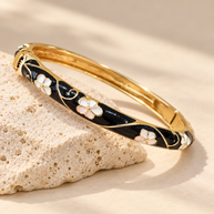 Midnight Blossom Enamel Bangle
