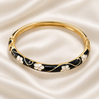 Midnight Blossom Enamel Bangle