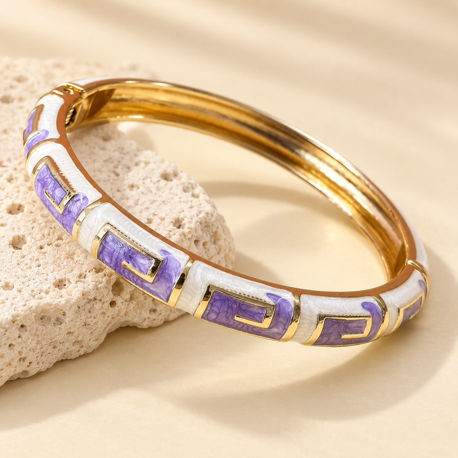 Lilac Mosaic Enamel Bangle