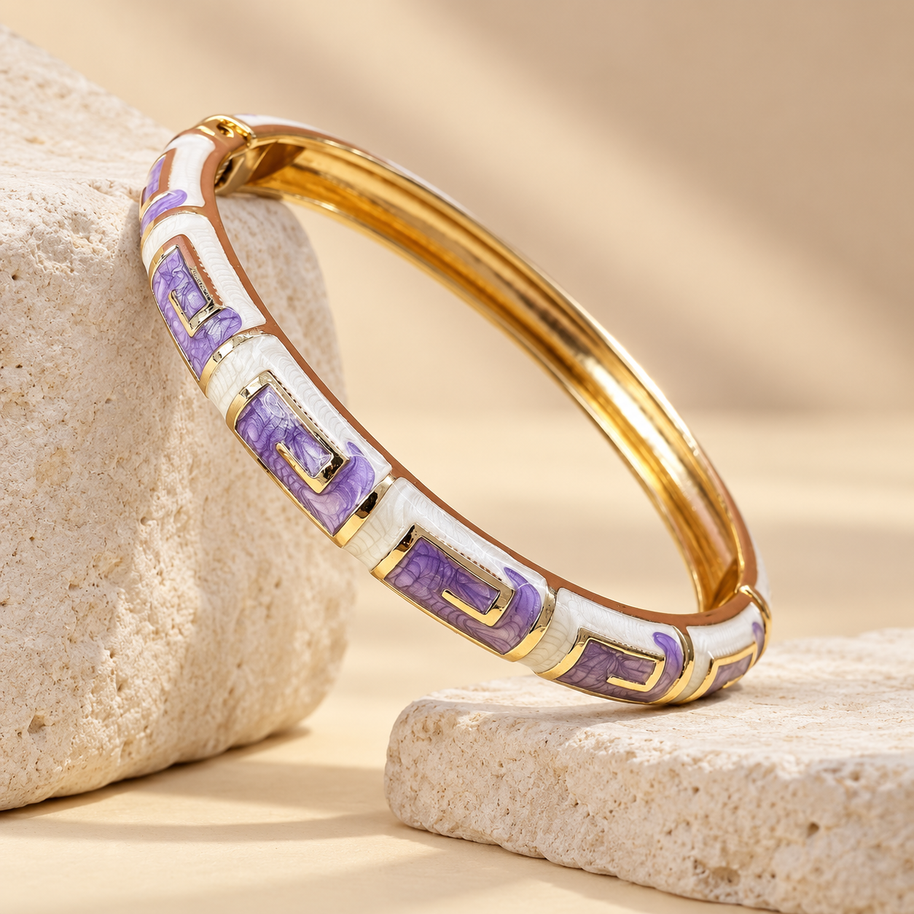 Lilac Mosaic Enamel Bangle