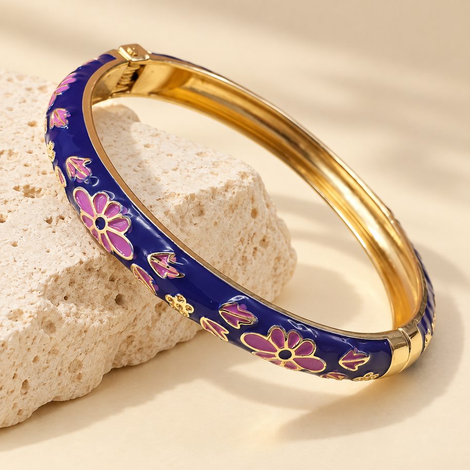 Amethyst Garden Enamel Bangle