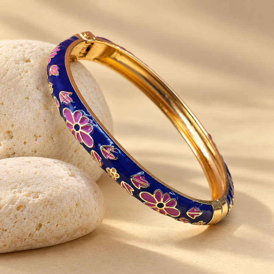 Amethyst Garden Enamel Bangle
