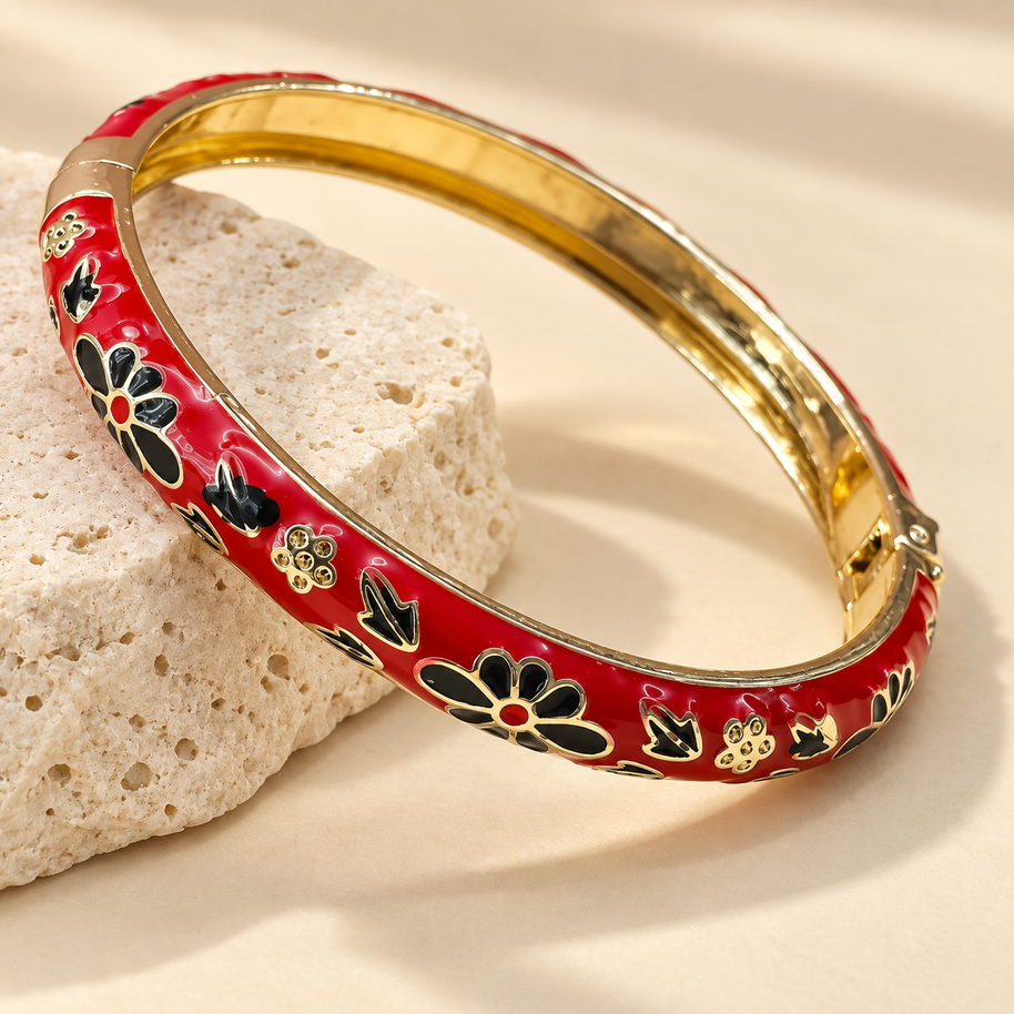 Scarlet Noir Enamel Bangle