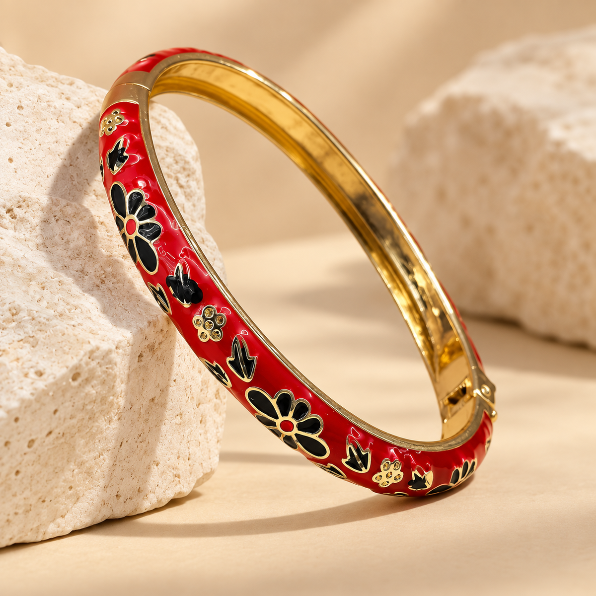 Scarlet Noir Enamel Bangle