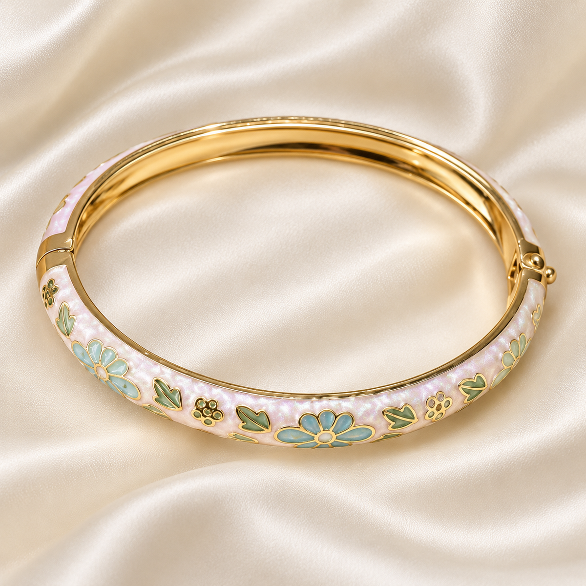 Aqua Meadow Enamel Bangle