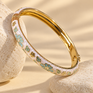 Aqua Meadow Enamel Bangle