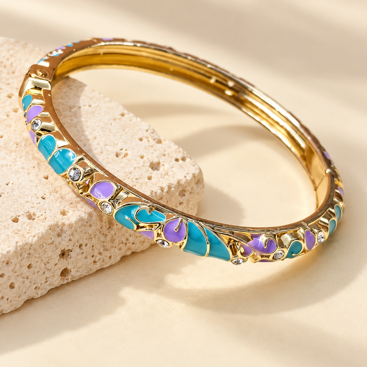 Azure Lilac Crystal Enamel Bangle