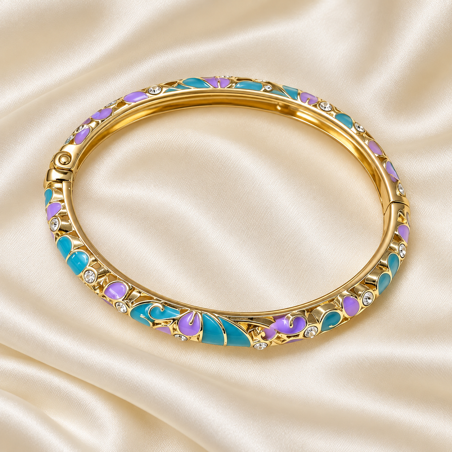 Azure Lilac Crystal Enamel Bangle