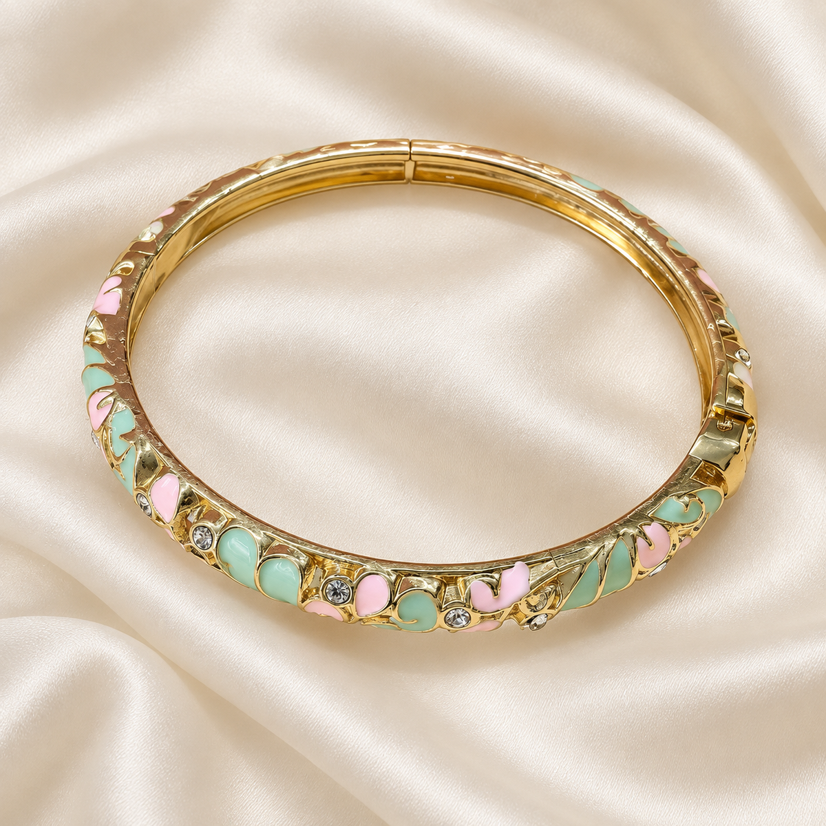 Mint Blush Crystal Enamel Bangle