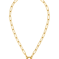 Toggle-clasp Paperclip Link Charm Necklace (3 Charms)
